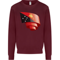 Curled  Papua New Guinea Flag Day Football Kids Sweatshirt Jumper Maroon