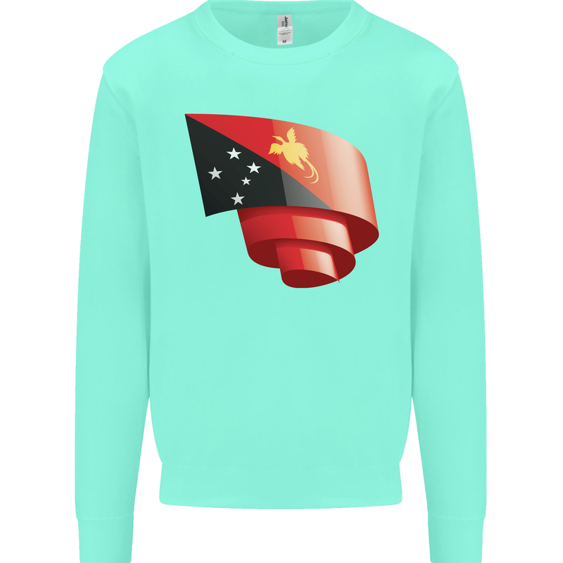 Curled  Papua New Guinea Flag Day Football Kids Sweatshirt Jumper Peppermint