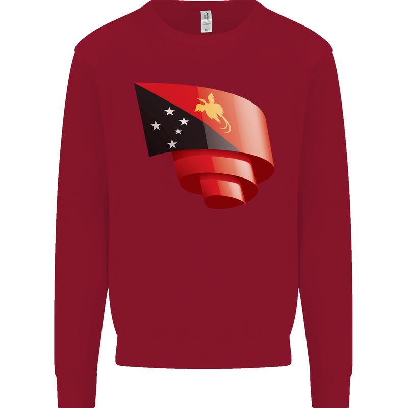 Curled  Papua New Guinea Flag Day Football Kids Sweatshirt Jumper Red