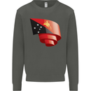 Curled  Papua New Guinea Flag Day Football Kids Sweatshirt Jumper Storm Grey