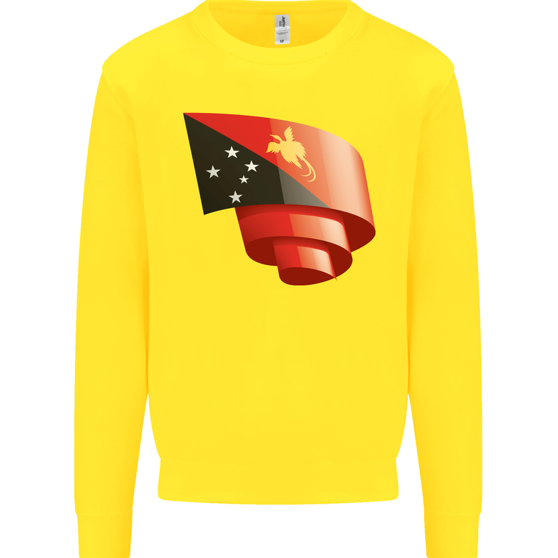 Curled  Papua New Guinea Flag Day Football Kids Sweatshirt Jumper Yellow
