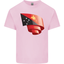 Curled  Papua New Guinea Flag Day Football Kids T-Shirt Childrens Light Pink