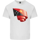 Curled  Papua New Guinea Flag Day Football Kids T-Shirt Childrens White