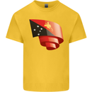 Curled  Papua New Guinea Flag Day Football Kids T-Shirt Childrens Yellow