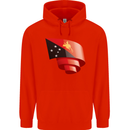 Curled  Papua New Guinea Flag Day Football Mens 80% Cotton Hoodie Bright Red