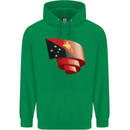 Curled  Papua New Guinea Flag Day Football Mens 80% Cotton Hoodie Irish Green
