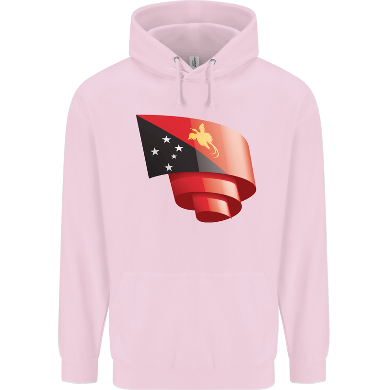 Curled  Papua New Guinea Flag Day Football Mens 80% Cotton Hoodie Light Pink