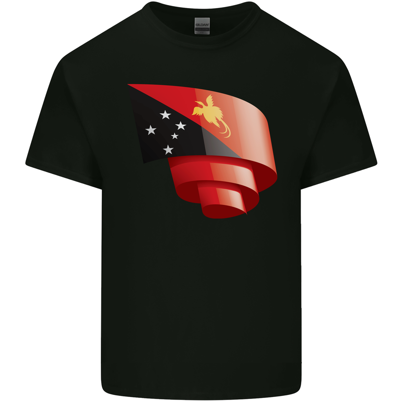 Curled  Papua New Guinea Flag Day Football Mens Cotton T-Shirt Tee Top Black