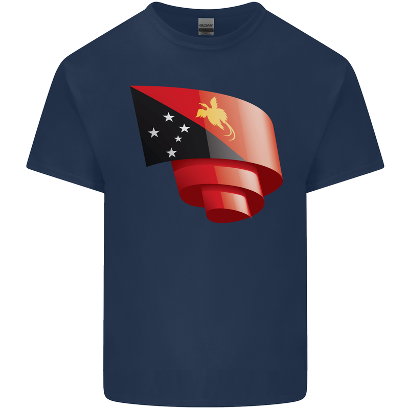 Curled  Papua New Guinea Flag Day Football Mens Cotton T-Shirt Tee Top Navy Blue