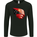 Curled  Papua New Guinea Flag Day Football Mens Long Sleeve T-Shirt Black