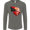 Curled  Papua New Guinea Flag Day Football Mens Long Sleeve T-Shirt Charcoal