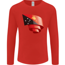 Curled  Papua New Guinea Flag Day Football Mens Long Sleeve T-Shirt Red