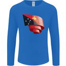 Curled  Papua New Guinea Flag Day Football Mens Long Sleeve T-Shirt Royal Blue