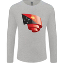 Curled  Papua New Guinea Flag Day Football Mens Long Sleeve T-Shirt Sports Grey