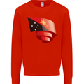 Curled  Papua New Guinea Flag Day Football Mens Sweatshirt Jumper Bright Red
