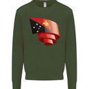 Curled  Papua New Guinea Flag Day Football Mens Sweatshirt Jumper Forest Green