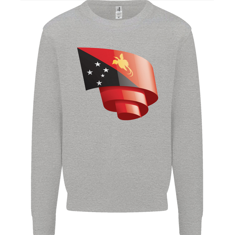 Curled  Papua New Guinea Flag Day Football Mens Sweatshirt Jumper Sports Grey