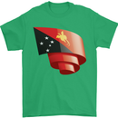 Curled  Papua New Guinea Flag Day Football Mens T-Shirt 100% Cotton Irish Green