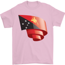 Curled  Papua New Guinea Flag Day Football Mens T-Shirt 100% Cotton Light Pink
