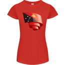 Curled  Papua New Guinea Flag Day Football Womens Petite Cut T-Shirt