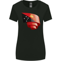 Curled  Papua New Guinea Flag Day Football Womens Wider Cut T-Shirt Black
