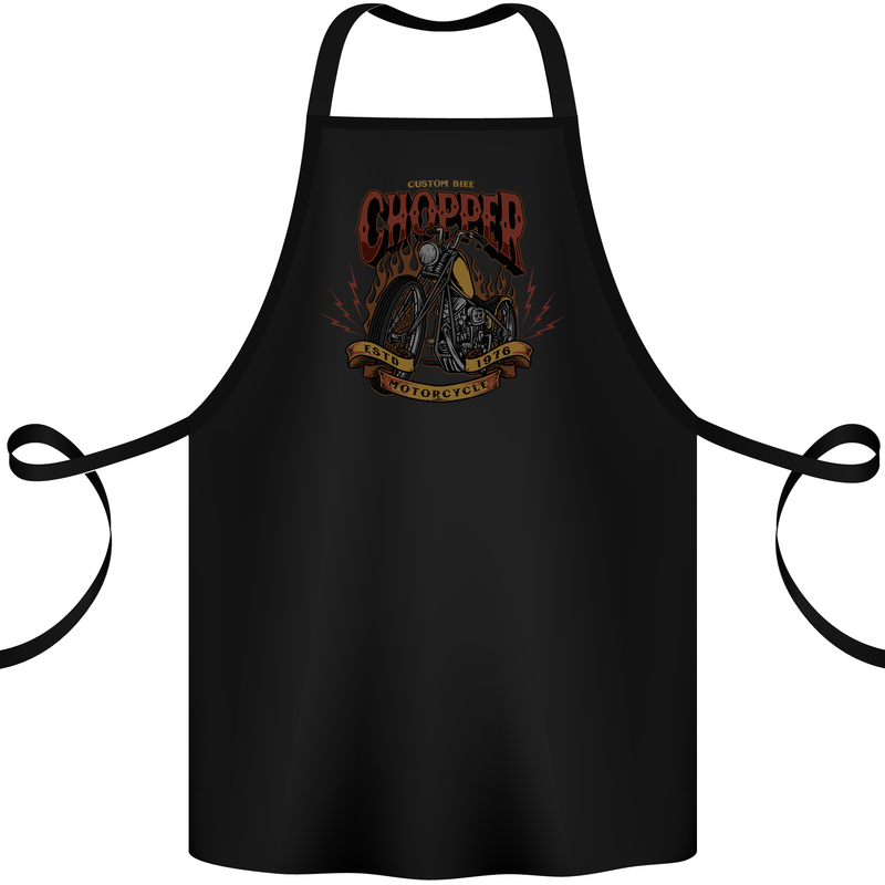 Custom Bike Chopper Biker Motorcycle Cotton Apron 100% Organic Black
