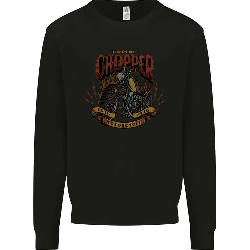Custom Bike Chopper Biker Motorcycle Mens Sweatshirt Jumper Black