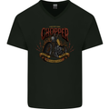 Custom Bike Chopper Biker Motorcycle Mens V-Neck Cotton T-Shirt Black