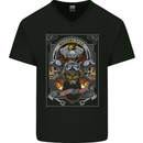 Custom Motorcycle Biker Motorbike Skulls Mens V-Neck Cotton T-Shirt Black