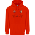 Cute Cat Face Childrens Kids Hoodie Bright Red