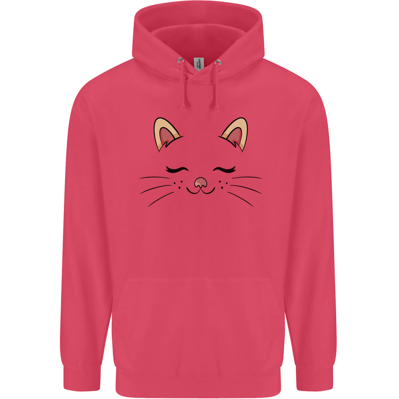 Cute Cat Face Childrens Kids Hoodie Heliconia