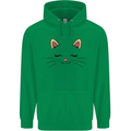 Cute Cat Face Childrens Kids Hoodie Irish Green