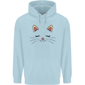 Cute Cat Face Childrens Kids Hoodie Light Blue