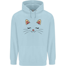 Cute Cat Face Childrens Kids Hoodie Light Blue