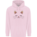 Cute Cat Face Childrens Kids Hoodie Light Pink