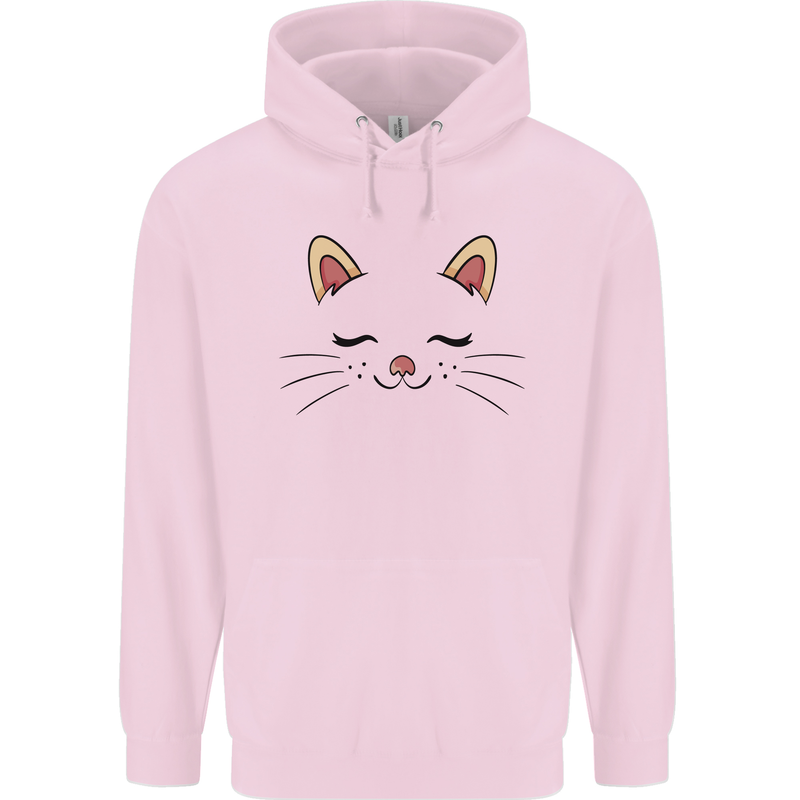 Cute Cat Face Childrens Kids Hoodie Light Pink