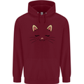 Cute Cat Face Childrens Kids Hoodie Maroon