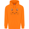 Cute Cat Face Childrens Kids Hoodie Orange