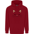 Cute Cat Face Childrens Kids Hoodie Red