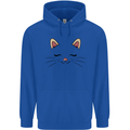 Cute Cat Face Childrens Kids Hoodie Royal Blue