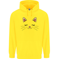 Cute Cat Face Childrens Kids Hoodie Yellow