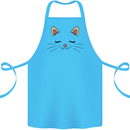 Cute Cat Face Cotton Apron 100% Organic Turquoise