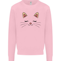 Cute Cat Face Kids Sweatshirt Jumper Light Pink