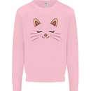 Cute Cat Face Kids Sweatshirt Jumper Light Pink