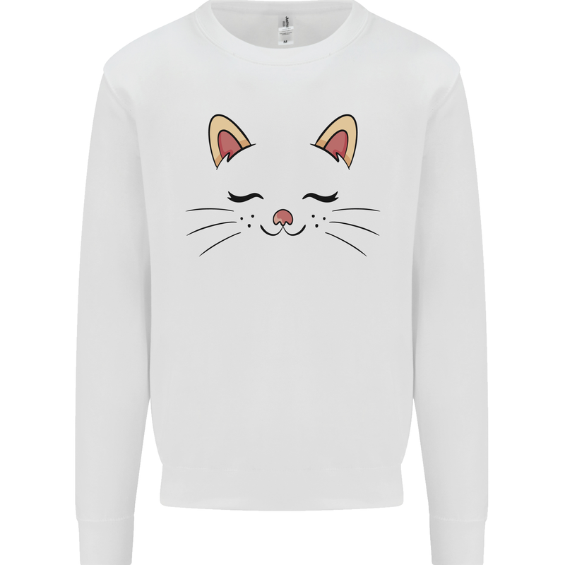 Cute Cat Face Kids Sweatshirt Jumper White