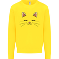 Cute Cat Face Kids Sweatshirt Jumper Yellow