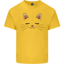 Cute Cat Face Kids T-Shirt Childrens Yellow