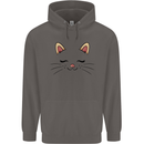 Cute Cat Face Mens 80% Cotton Hoodie Charcoal