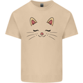 Cute Cat Face Mens Cotton T-Shirt Tee Top Sand