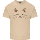 Cute Cat Face Mens Cotton T-Shirt Tee Top Sand